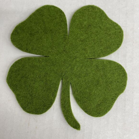 100% Wool Felt Shamrock Clovers Cutouts Coasters Green 3mm Lot Of 10 - Picture 3 of 5